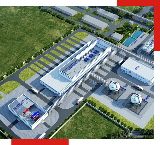 空分設備和工業氣體廠家的生產基地鳥瞰圖，展示制氮設備廠家、制氮機廠家和液氮廠家的現代化設施